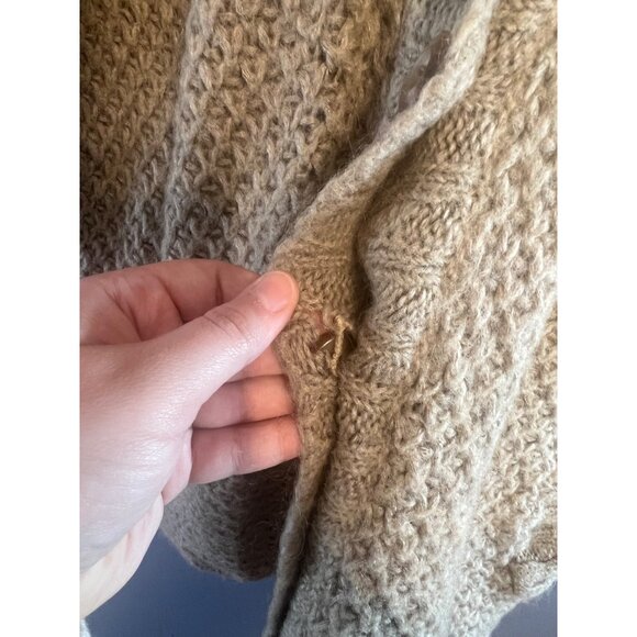 Zara Light Brown Button Up Short Sleeve Vest Cardigan W Pockets SZ M, Wool Blend - Picture 4 of 7